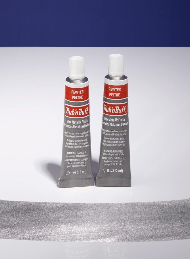 AMACO Rub n Buff Wax Metallic Finish - 2 Rub n Buff Pewter 15ml Tubes - Versatile Gilding Wax for Finishing Furniture Antiquing and Restoration - Rub and Buff Colors Set of Two - Image 2